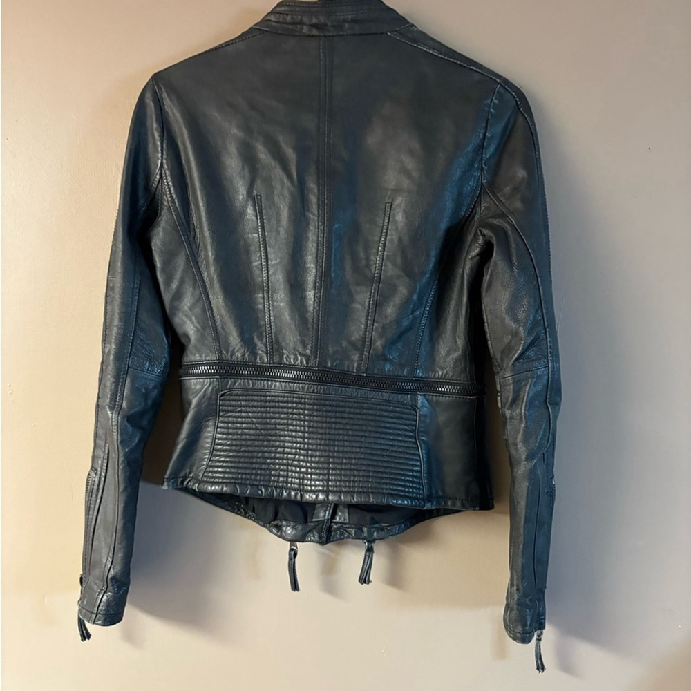 Zara Dark Gray Leather Jacket - Picture 3 of 6